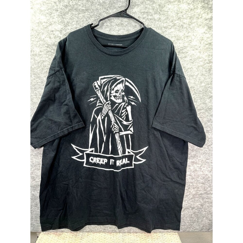 Grim Reaper Creep It Real Graphic T-Shirt 100% Cotton  Size 3x  Black  Machine W